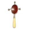 Victorian Style Baby Red Cameo Baby Rattle with Carved Resin Handle view 2