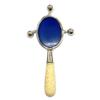Victorian Style Baby Blue Cameo Baby Rattle with Carved Resin Handle view 2