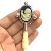 Victorian Style Baby Blue Cameo Baby Rattle with Carved Resin Handle view 3