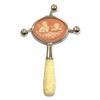 Victorian Style Cupids Pink Cameo Baby Rattle with Carved Resin Handle view 1