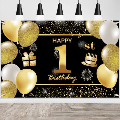 1st Happy Birthday Banner - Decorations for Men's Birthday Party