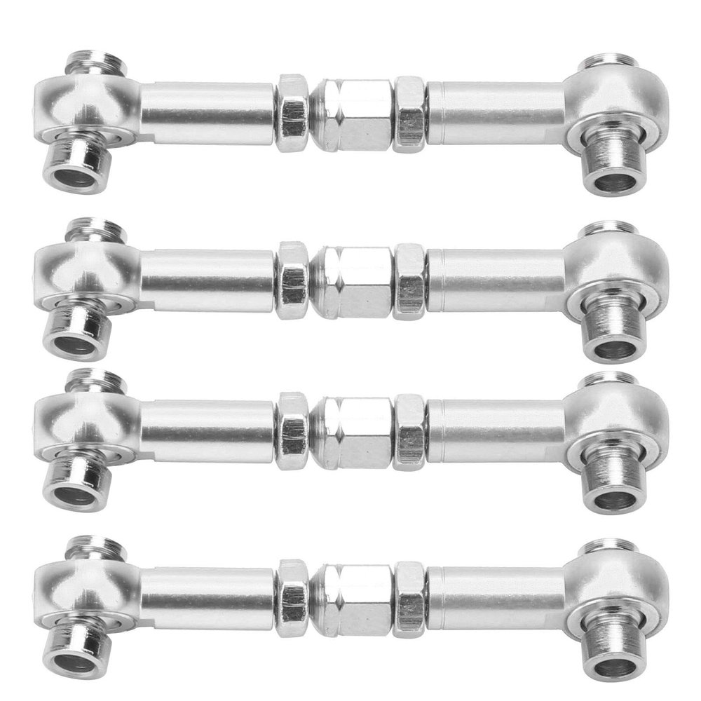 4Pcs RC Steering Linkage Rod, RC Aluminum Alloy Steering Link Rod Upgrade Parts for 94122 1/10 Car(Silver)