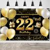 22nd Happy Birthday Banner - Decorations for Men - Party Backdrop view 1