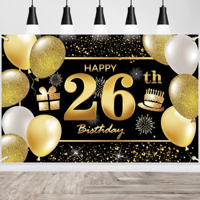 26th Happy Birthday Banner Birthday Decorations for Men Birthday Party Decorations Birthday Backdrop