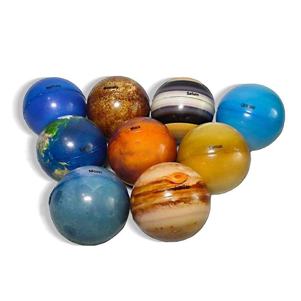 Bouncing Balls, 9 Solar System Planet Spring Balls, Soft Sponge Printed Solid Color Ball Bouncing Ball