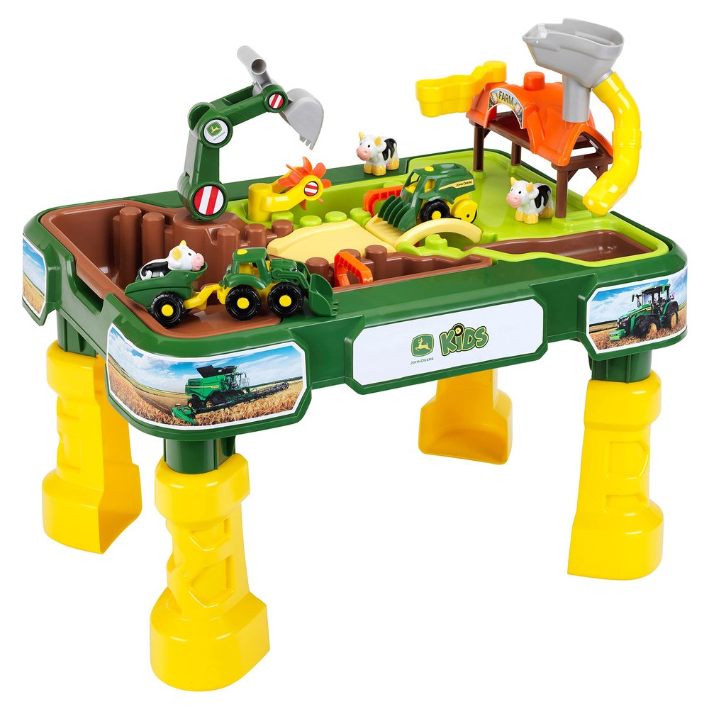 Theo Klein 3948 John Deere Farm Sand Play Table, Water Play Table I with Farm Animals and Vehicles I Water and Sand Basins I Toys for Children Aged 3 and Over