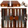 Backgammon Set - 15 Inch Classic Backgammon Board Game Sets Handheld - Backgammon Sets for Adults and Kids - Brown Faux Leather Case - Instruction view 1