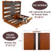 Backgammon Set - 15 Inch Classic Backgammon Board Game Sets Handheld - Backgammon Sets for Adults and Kids - Brown Faux Leather Case - Instruction view 4