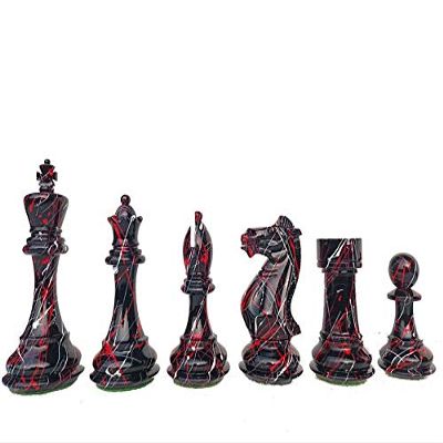 4" Hand Painted Premium Wood Art - Weighted Chessmen - Professional Staunton Chess Pieces Set | Luxury Chess Set | 2 Extra Queens