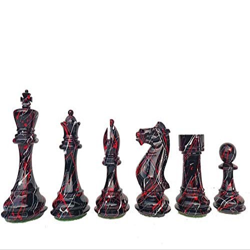 4" Hand Painted Premium Wood Art - Weighted Chessmen - Professional Staunton Chess Pieces Set | Luxury Chess Set | 2 Extra Queens