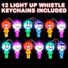 ArtCreativity Light Up Keychains for Kids with Whistles, Set of 12, LED Smile Face Key Chains and Bag Accessories, Fun Birthday Party Favors for Children, Goodie Bag Fillers for Boys and Girls view 2