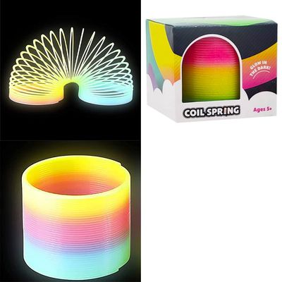The Dreidel Company Plastic Coil Spring, Glow-In-The-Dark Magic Rainbow Slingy, Party Favor, Birthday Bag Filler, Stocking Stuffers, 3" (80MM) (Single)