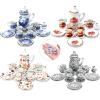 60 Pieces 1:12 Scale Miniatures Dollhouse Porcelain Tea Cup Set, Flower Pattern, Plum Blossom, Red Rose Teapot Cup Set Porcelain Accessories(Blooming Porcelain Series) view 1