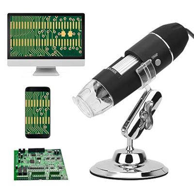 USB Digital Microscope 600X Magnification with 8 LEDs & Metal Stand Mini Camera Compatible Android 7/8/10 for Kids Students Adults Science Projects