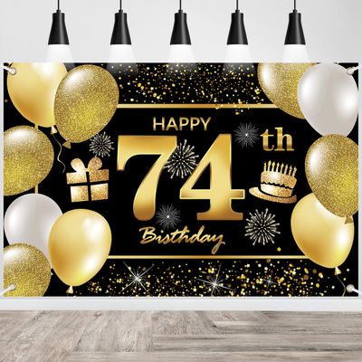 74th Birthday Banner - Decorations for Men - Party Backdrop