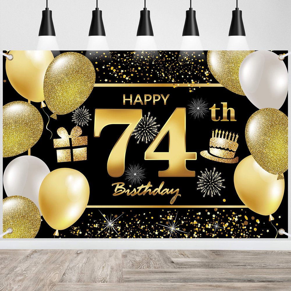 74th Birthday Banner - Decorations for Men - Party Backdrop