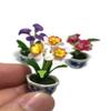 3pc Miniature Flower Clay Dollhouse Fairy Garden Mini Plant Trees Ceramic Paint Furniture Bundles Artificial Flowers Tiny Orchid #117 view 3