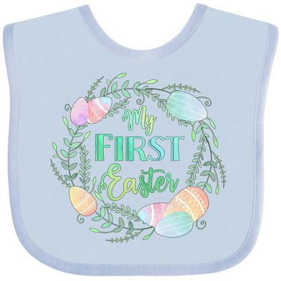 inktastic My First Easter Pastel Colored Wreath Baby Bib Light Blue 3e859