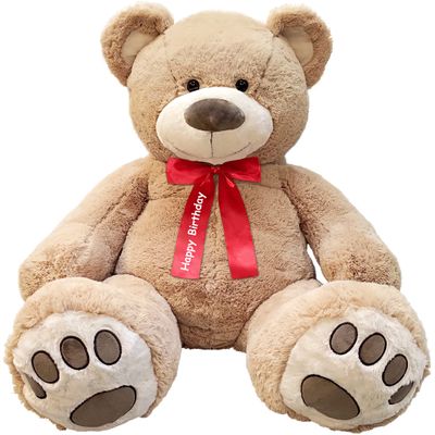 Anico 59" Tall (5 Feet) Giant Plush Teddy Bear with Red Ribbon, Embroidered Paws, and Smiling Face  Big Teddy Bear, Perfect for Gifting, Cuddling, and Decor!