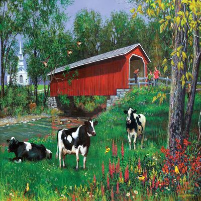 1000 Piece Puzzle for Adults J. Charles Time for A Lil Fishin!, 27x20 inch Country Jigsaw by KI Puzzles,AZ-02552