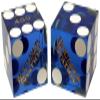 19mm Craps Dice Pair Matching Serial Numbers - Authentic Las Vegas Casino Table-Played Dice (Boulder Station (Blue Polished)) view 1