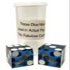 19mm Craps Dice Pair Matching Serial Numbers - Authentic Las Vegas Casino Table-Played Dice (Boulder Station (Blue Polished)) view 2