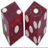 19mm Craps Dice Pair Matching Serial Numbers - Authentic Las Vegas Casino Table-Played Dice (Texas Station (Dark Red Polished)) view 1