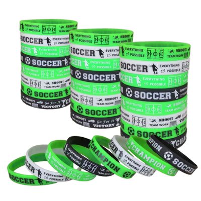 Oringaga 24 PCS Soccer Motivational Silicone Wristband-Soccer Party Supplies and Favors Sports Prizes Decoration