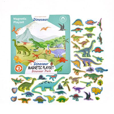 Dinosaurs Fridge Magnets for Kids, 50 PCS Refrigerator Magnets for Toddlers, Create a Scene Magnetic Play Sticker Book Travel Game Educational Toys for Kids