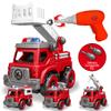 4-in-1 Take Apart Toys Truck with Electric Drill, DIY Assembly Fire Truck Toy Vehicles, Kids STEM Building Educational Cars Toys, Birthday Gifts for Age 3 4 5 6 7 8 Years Old Boys Girls view 1