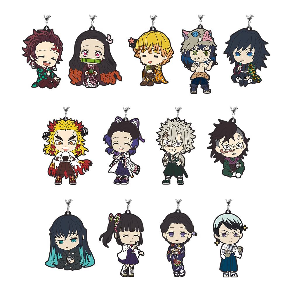 Ichiban Kuji Demon Slayer Kimetsu no Yaiba Demon Slayer Shi, F Prize, Kyun Character Rubber Strap, Hot Breath Version, 13 Types in Total, Rubber