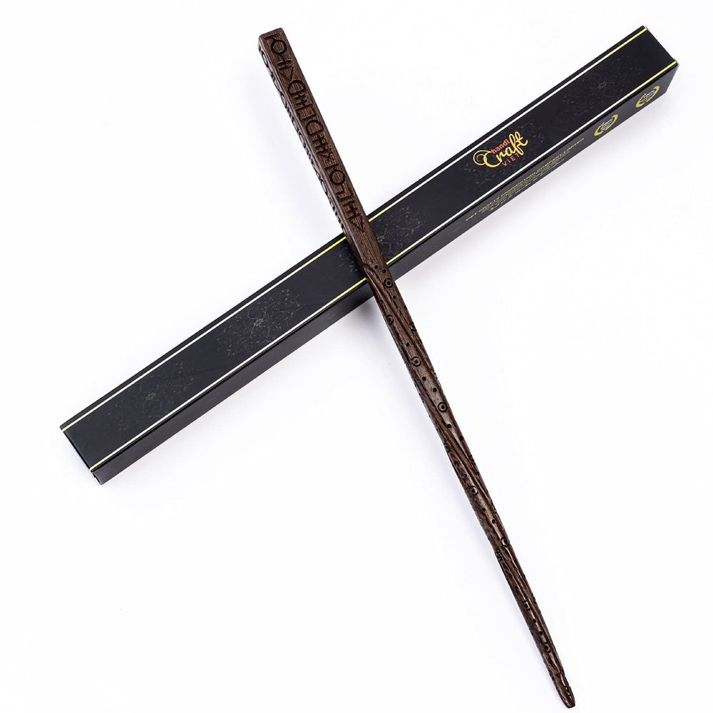 Handicraftviet - Hand Carved Wooden Magic Wand, Magic Wands for Wizards/Collectible Cosplay Magical/Magical Gift for Halloween, Christmas and Birthday Party,15 inch (S1)
