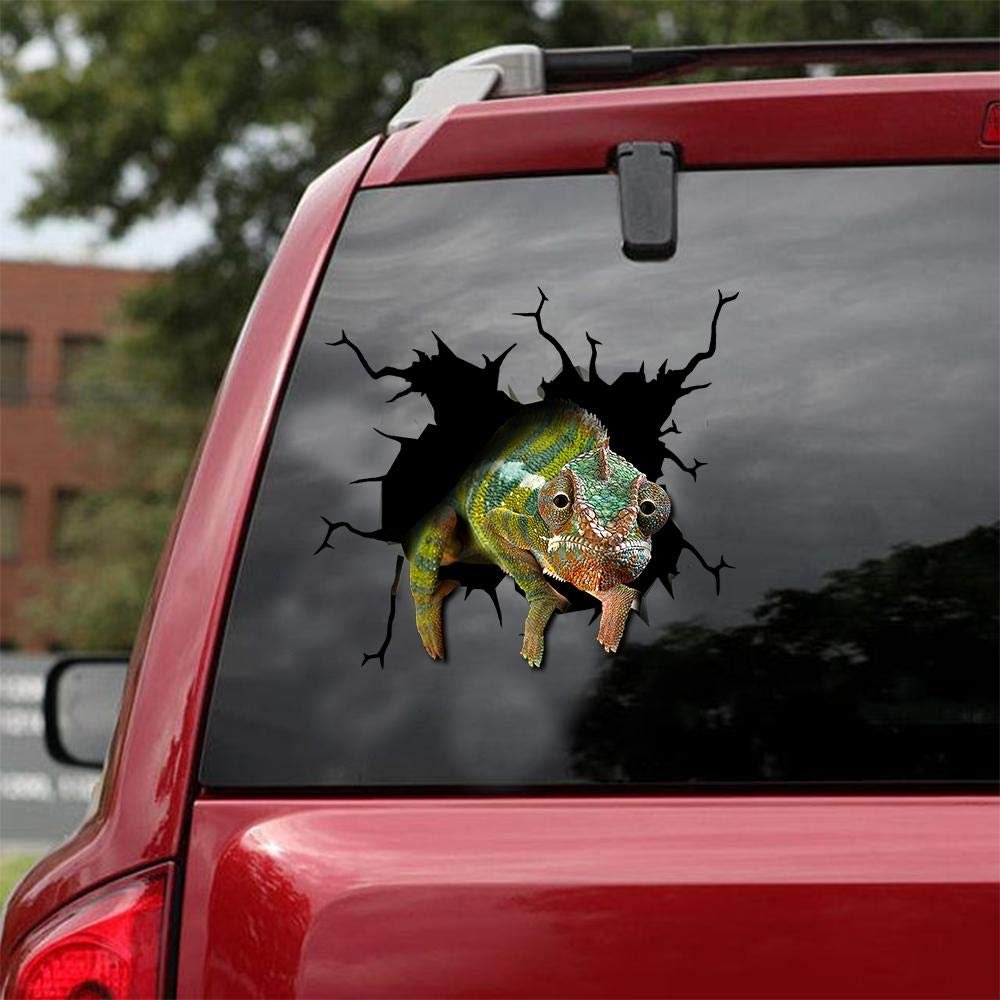 Ocean Gift Chameleons Car Decals, Wall Decals Stickers Pack of 2 - Realistic Car Stickers Design Wild Animals Series 21 Size 10" x 10"