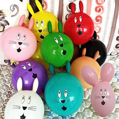 Kubert 50pcs 12 Inch Printed Latex Balloon Rabbit Shaped Children's Toy Ball Cartoon Animal Balloons Birthday Decoration