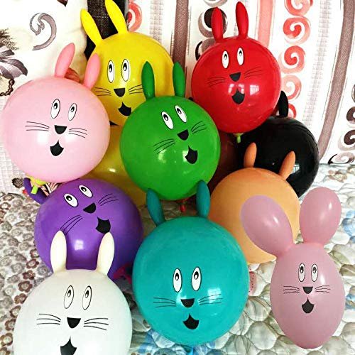 Kubert 50pcs 12 Inch Printed Latex Balloon Rabbit Shaped Children's Toy Ball Cartoon Animal Balloons Birthday Decoration