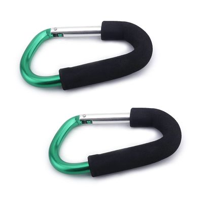 Yinpecly 2 Pack Stroller Hooks by Baby, 5.51 inch Length Large Stroller Hooks for Mommy, Convenient Organizer Hook Bag Clips Pram Pushchair Grocery or Diaper Bags Holder, Green