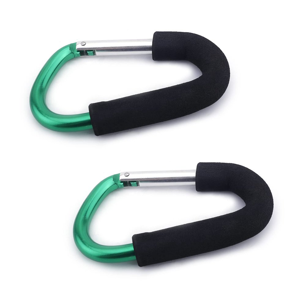 Yinpecly 2 Pack Stroller Hooks by Baby, 5.51 inch Length Large Stroller Hooks for Mommy, Convenient Organizer Hook Bag Clips Pram Pushchair Grocery or Diaper Bags Holder, Green