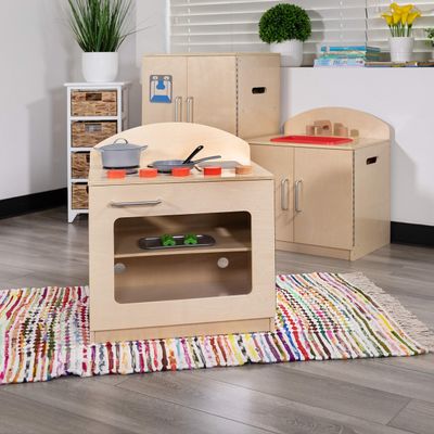 EMMA + OLIVER Children's Wooden Kitchen Stove with Turnable Knobs for Commercial or Home Use