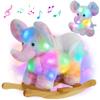 Glow Guards Light up Musical Elephant Baby Rocking Horse, Rainbow Elephant Rocker Set of 2 with Elephant Stuffed Animal, Stuffed Plush Ride-on Rocking Animal for Toddlers Baby Girl Ages 1-3 view 1