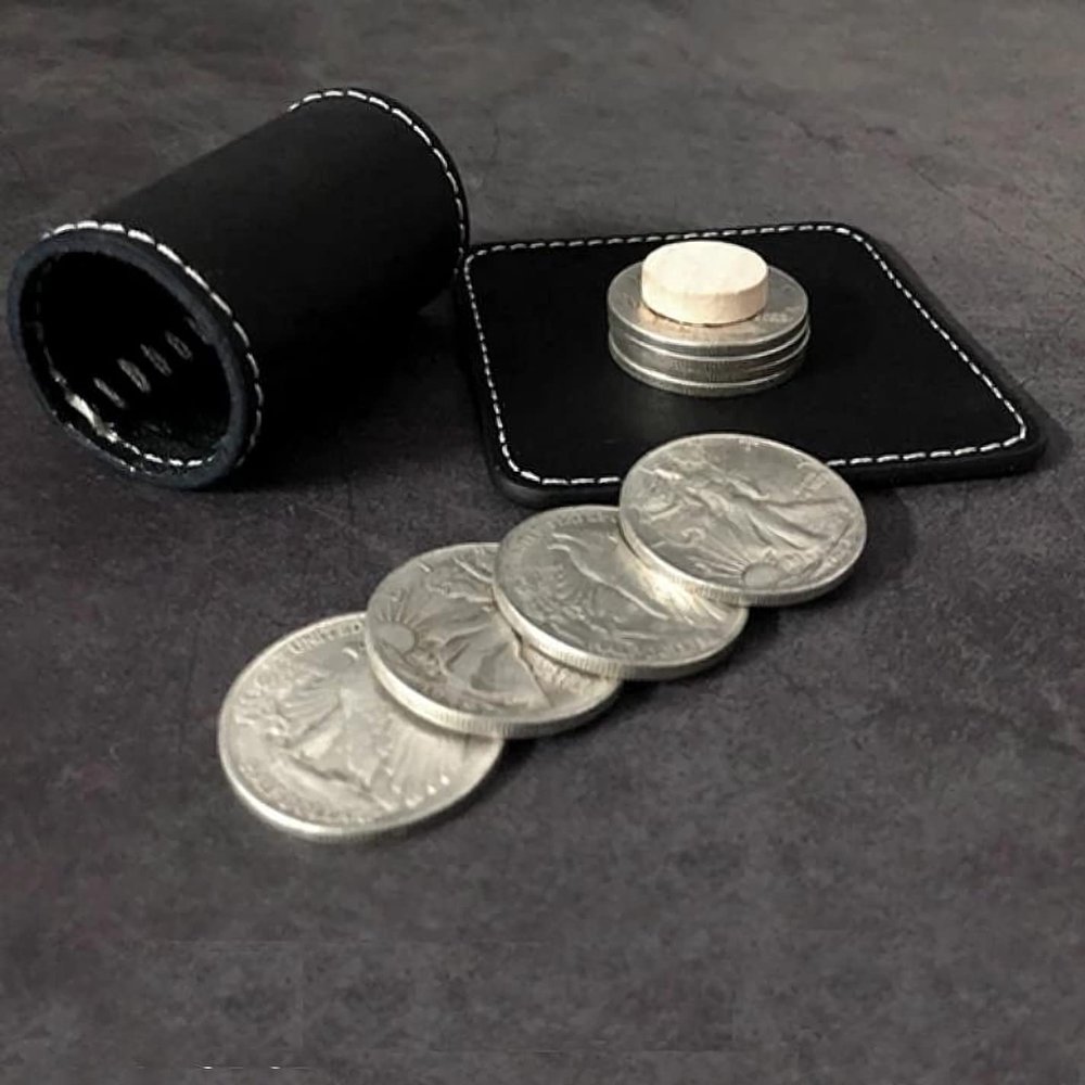ZQION Cylinder and Coins by Oliver Magic Classic Coin Magic Tricks Close up Magic illusions Coins Gimmick Magic Props Magician Props (Deluxe Set)