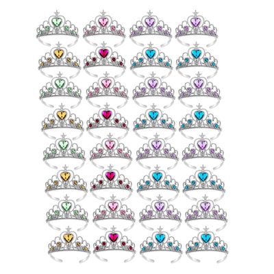 S & E TEACHER'S EDITION 32 Pcs Tiaras Crown Set, Princess Dress Up Costume Party Accessories Costume Xmas Party Favor Plastic Crown for Girls Women Kids