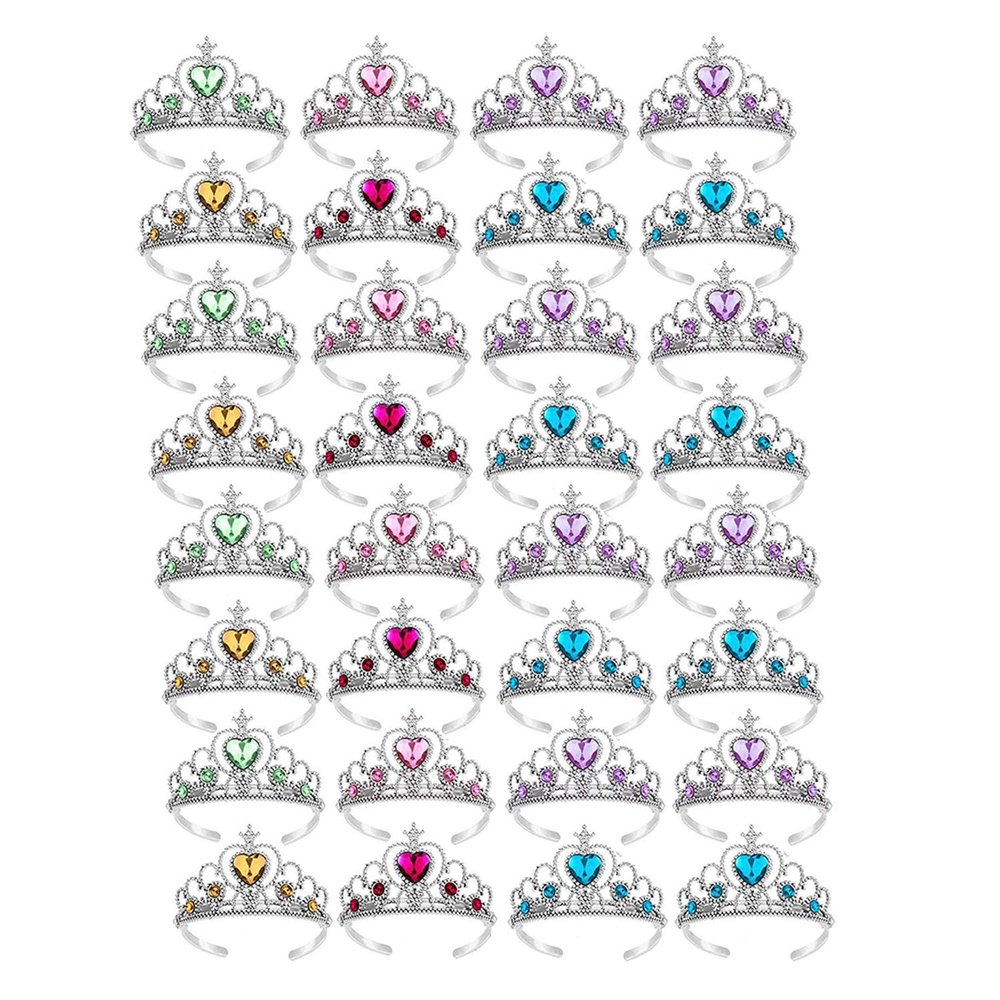S & E TEACHER'S EDITION 32 Pcs Tiaras Crown Set, Princess Dress Up Costume Party Accessories Costume Xmas Party Favor Plastic Crown for Girls Women Kids