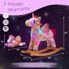 Glow Guards Light up Musical Unicorn Rocking Horse Set of 2 with Stuffed Rainbow Unicorn Toys Ride On Unicorn with Wooden Chair Gifts for Toddler Children Age 3-6 view 2
