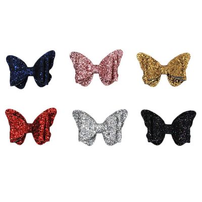 6Pcs sequin bow hair glitter hair bows bowknot hair clip boutique infant hair barrettes bows hairpin baby barrettes sparking hair girl button toddler cute leather