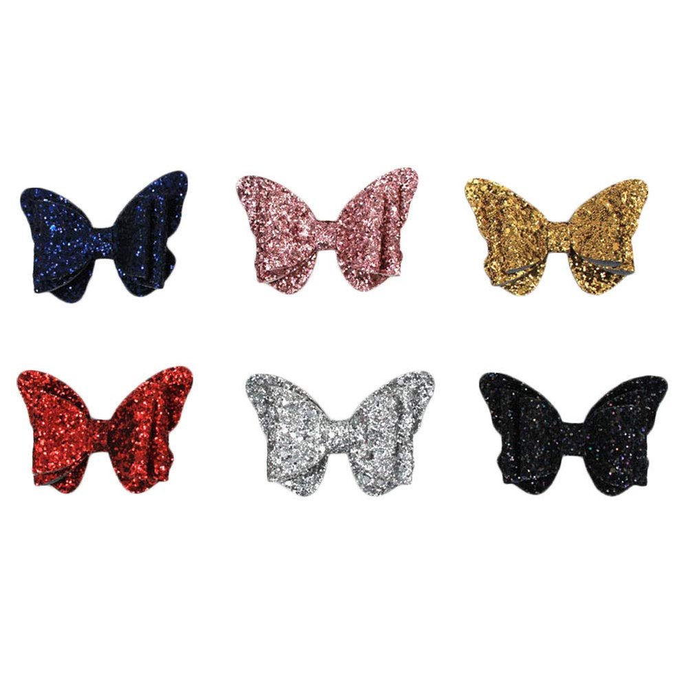 6Pcs sequin bow hair glitter hair bows bowknot hair clip boutique infant hair barrettes bows hairpin baby barrettes sparking hair girl button toddler cute leather