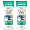 Badger Mineral Baby Sunscreen Cream SPF 40, 98% Organic Toddler Sunscreen with Zinc Oxide, Broad Spectrum, Reef Safe, Water Resistant, Pediatrician Tested Baby Sunblock, 2.9 fl oz, 2-Pack view 1