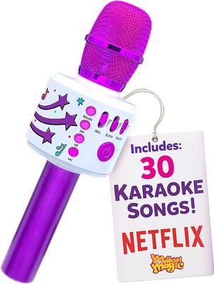 Move2Play, Kids Karaoke Microphone | Includes Bluetooth & Pre-Loaded Songs | Birthday Girls Present for All Ages, 2, 3, 4, 5+ Year Old Girls, Boys & Toddlers (Purple)