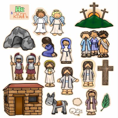 He is Risen Bible Felt Figures for Flannel Board Story Easter Crucifixion Jesus Plus Activity Pages Lesson Guide