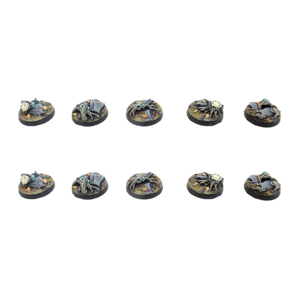 War World Gaming Fantasy Forest Resin Bases  Set of 10 Round 25mm Bases for 20-28mm Scale Miniatures