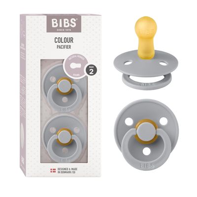 BIBS Pacifiers Colour Collection | Natural Rubber Baby Pacifier | Set of 2 BPA-Free Soothers | Made in Denmark | 0+ Months (Pack of 2) | Cloud